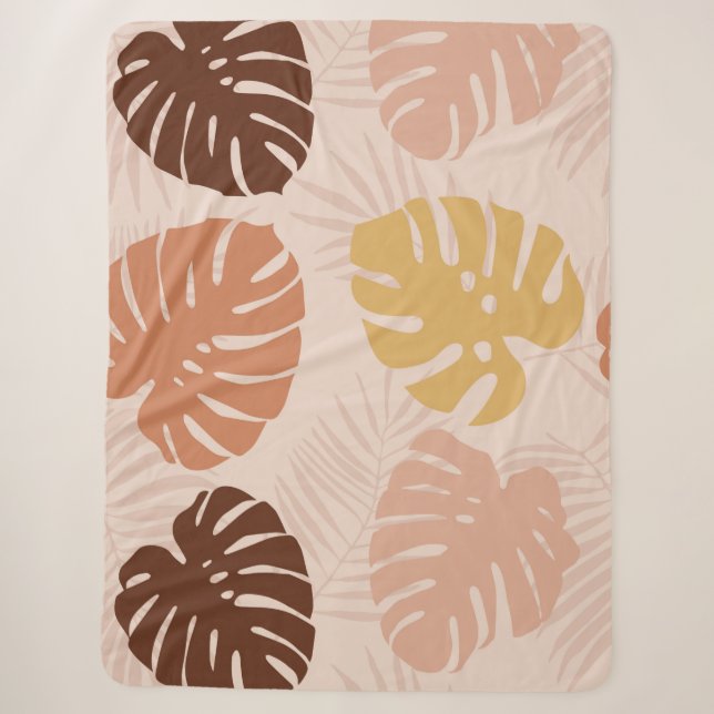 Couverture Sherpa feuilles de palmiers tropicaux (Devant)