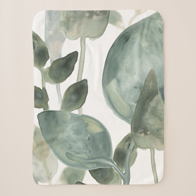 Couverture Sherpa Feuilles d'eau - Aquarelle (Devant)
