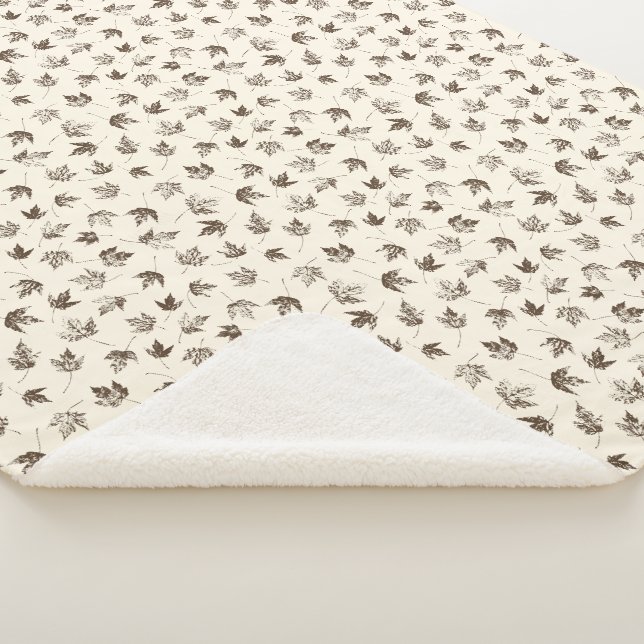 Couverture Sherpa Feuilles d'érable d'automne à la crème - motif san (3/4)