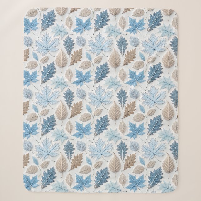 Couverture Sherpa feuilles d'hiver enrobés de givre délicat (Devant)