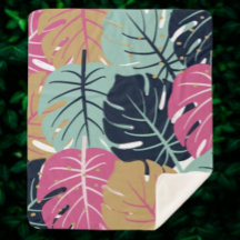 Feuilles Tropical Palm en rose et bleu | Cosy