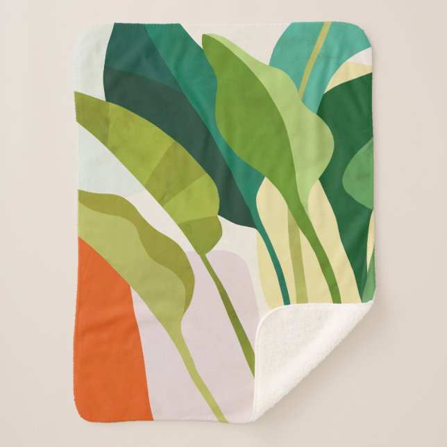 Couverture Sherpa Feuilles tropicaux (Devant)