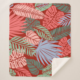 Couverture Sherpa Feuilles Tropicaux Doodle : Tiré À La Main Noire