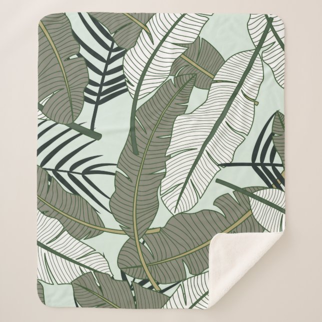 Couverture Sherpa Feuilles tropicaux motif sans couture  (Devant)
