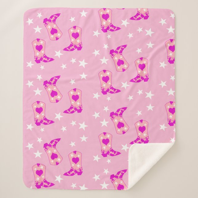 Couverture Sherpa Fille moderne fille rose fille Bottes occidentales (Devant)