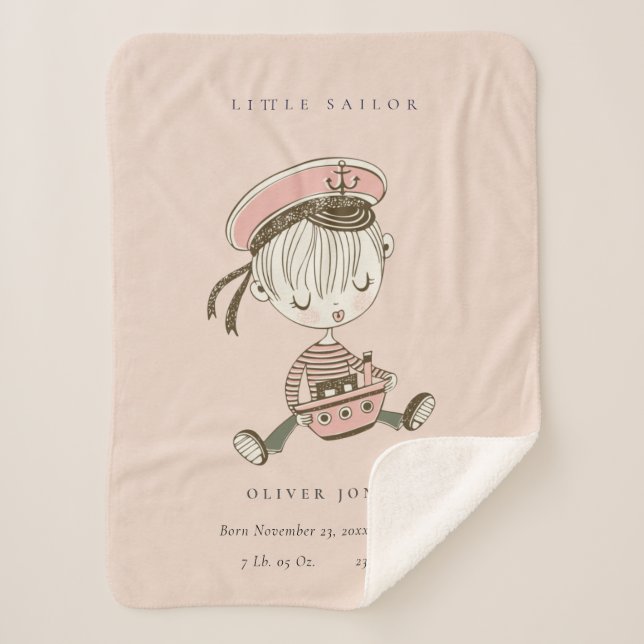 Couverture Sherpa Fille rose rousse Petit marin Nautique Petit État  (Devant)