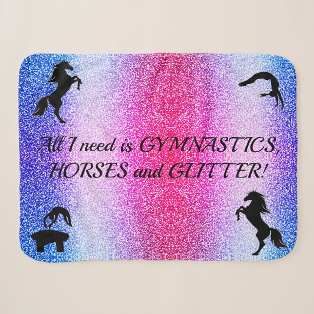 Couverture Sherpa Filles Gymnastique, Chevaux, Parties scintillant S (Devant (Horizontal))