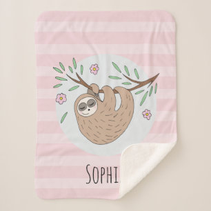 Couverture Sherpa Filles mignonnes couchées roses et enfants