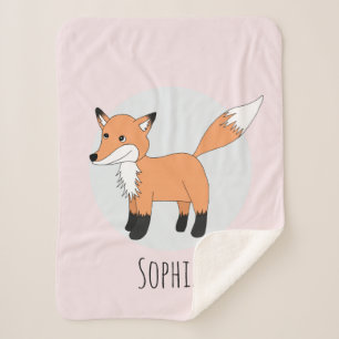 Couverture Sherpa Filles Tendance Forêt Forêt Forêt Fox et nom Enfan