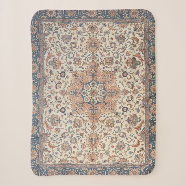 Couverture Sherpa Fin Persia Tabriz Bleu rouille Orange  (Devant)