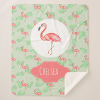 Flamant rose et nom des filles de l'aquarelle trop