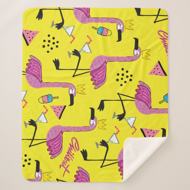 Couverture Sherpa Flamant rose rose : Motif de mode d'été (Devant)