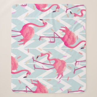 Couverture Sherpa Flamants roses gris clair : Vintage tropical.