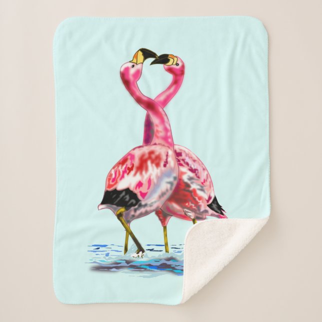 Couverture Sherpa Flamants roses roses Tango Sherpa Blanket - Peintu (Devant)