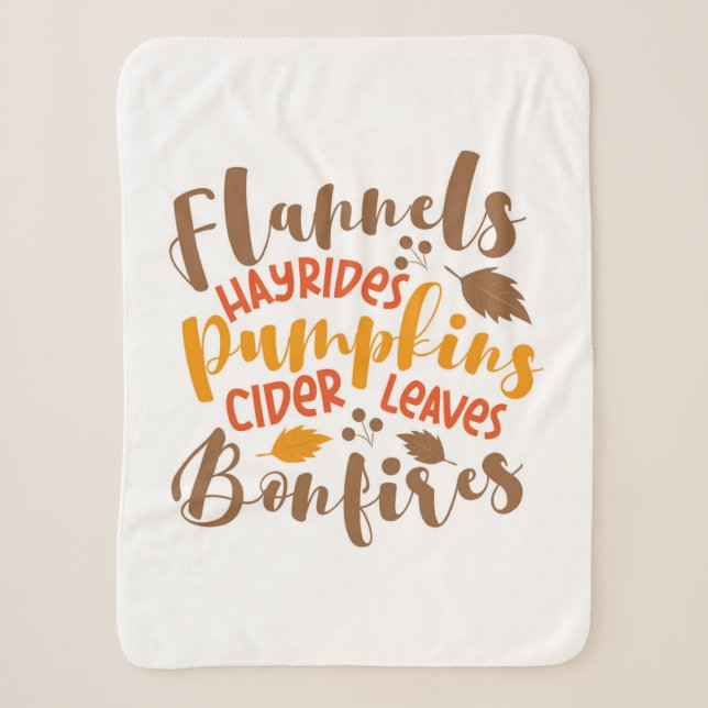 Couverture Sherpa Flannels Hay Rides Citrouille cidre Feuilles Bonfi (Devant)