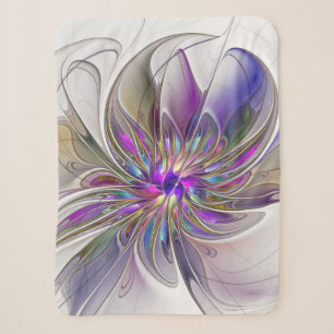 Couverture Sherpa Fleur d'art fractal abstrait énergique et coloré