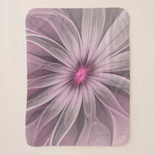 Couverture Sherpa Fleur de fantaisie Art abstrait de prune floral fr