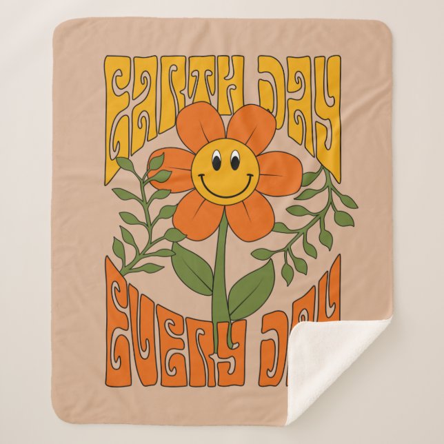 Couverture Sherpa Fleur marguerite rétro des années 70 (Devant)