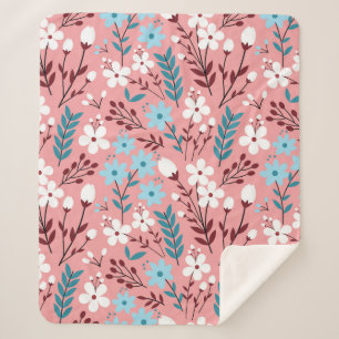 Couverture Sherpa Fleur pastel coloré Motif sans couture avec rose