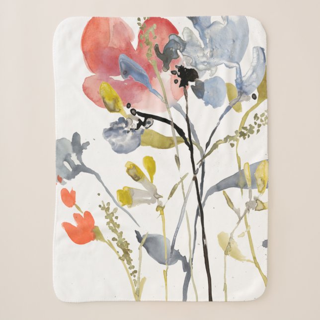 Couverture Sherpa Fleur recouverte - fleurs de pastel d'aquarelle (Devant)