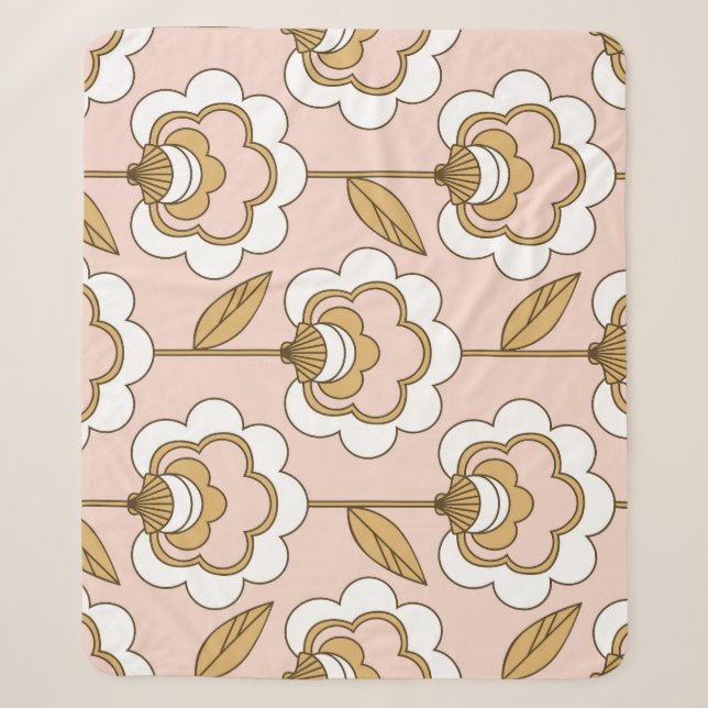 Couverture Sherpa Fleur rétro : motif vintage sans soudure. (Devant)