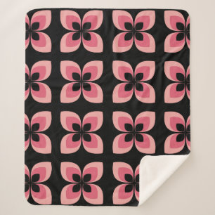 Couverture Sherpa Fleur rose bicolore