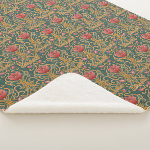 Couverture Sherpa Fleurs Art Nouveau