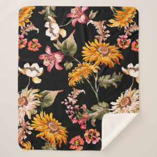 Couverture Sherpa Fleurs beau motif sans soudure. Texture du tissu