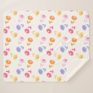 Couverture Sherpa Fleurs colorées Pastel Motif sans couture