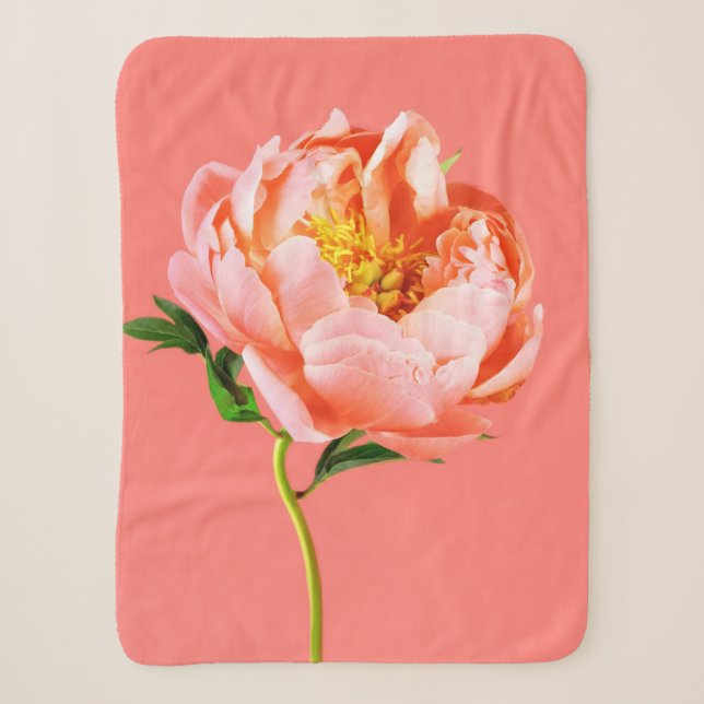 Couverture Sherpa Fleurs | Coral Peony Blossom (Devant)