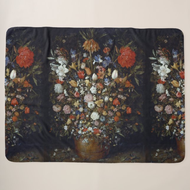 Couverture Sherpa Fleurs dans un bateau en bois Jan Brueghel l'aîné (Devant (Horizontal))