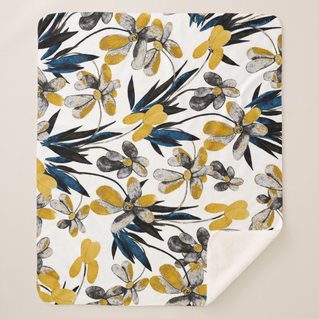 Couverture Sherpa Fleurs d'aquarelle : motif d'été vibrant. (Devant)