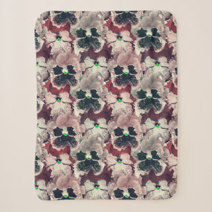 Couverture Sherpa Fleurs d'aquarelle rose, bordeaux