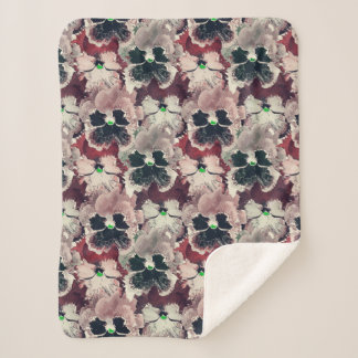 Couverture Sherpa Fleurs d'aquarelle rose, bordeaux
