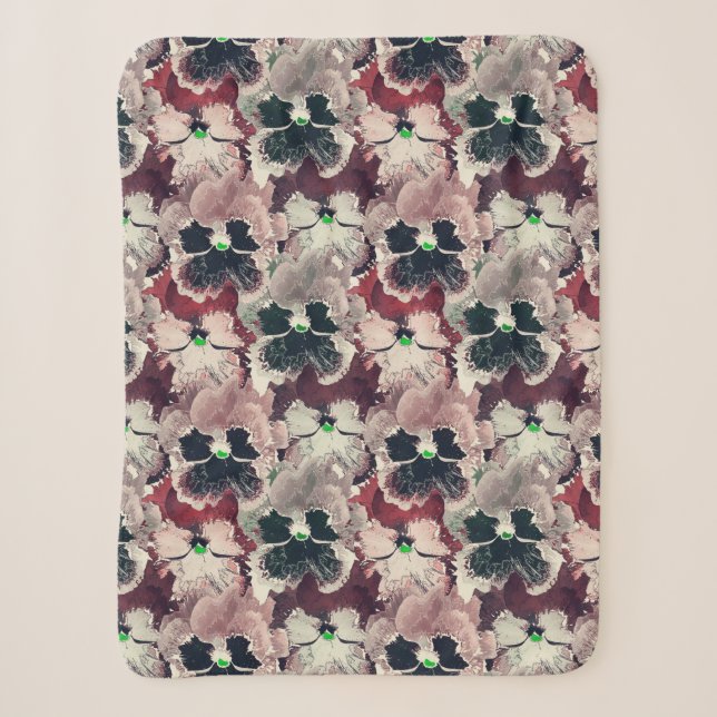 Couverture Sherpa Fleurs d'aquarelle rose, bordeaux (Devant)