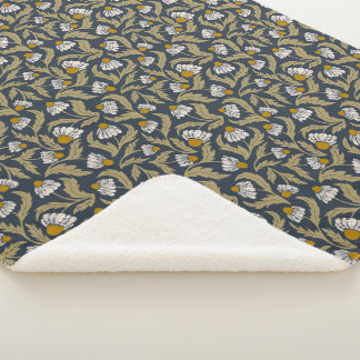 Couverture Sherpa Fleurs de coneflower bleu marine modernes