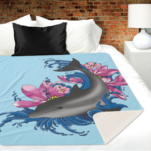 Couverture Sherpa Fleurs de dauphin Lotus Fleurs de cerisiers