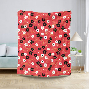 Couverture Sherpa Fleurs de fleurs de cerisiers rouges du Sakura jap