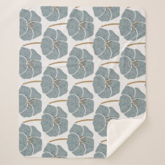 Couverture Sherpa Fleurs de Géranium Bleu Motif romantique.