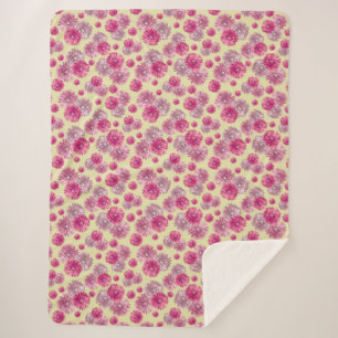 Couverture Sherpa Fleurs de gerbera rose tendre