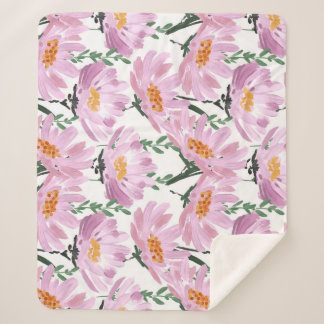 Couverture Sherpa Fleurs De Jardin Roses : Dessiné À La Main Sans Co