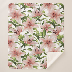 Couverture Sherpa Fleurs de lys. Modèle floral