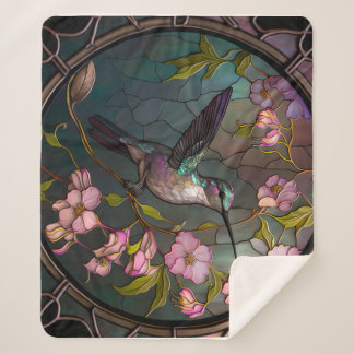 Couverture Sherpa Fleurs de printemps Motifs en verre lisse