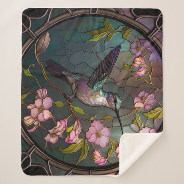 Couverture Sherpa Fleurs de printemps Motifs en verre lisse (Devant)