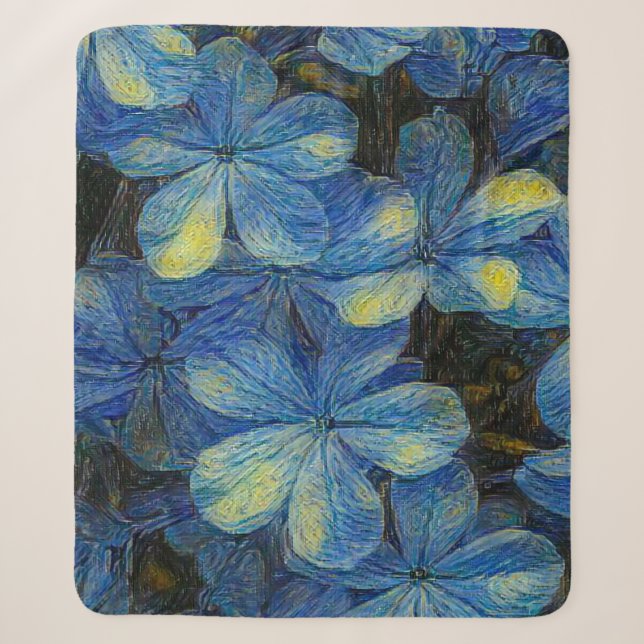 Couverture Sherpa Fleurs de rêve dans le style art Vincent Van Gogh. (Devant)