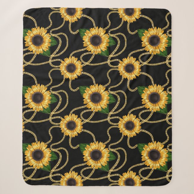 Couverture Sherpa Fleurs de soleil jaunes élégantes Motif élégant su (Devant)