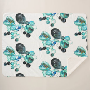 Couverture Sherpa Fleurs de verre de mer et bling