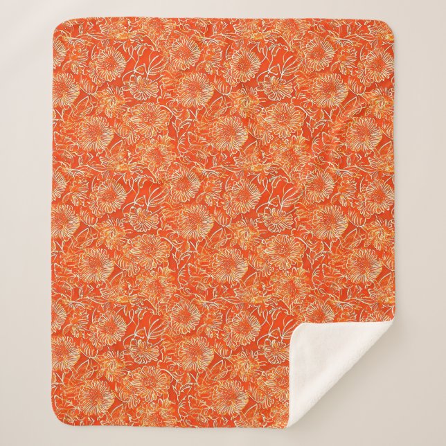 Couverture Sherpa Fleurs douces orange (Devant)