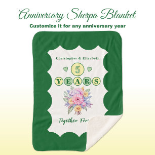 Couverture Sherpa Fleurs du 5ème anniversaire pour toujours vert