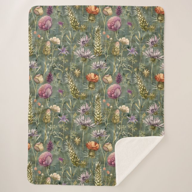 Couverture Sherpa Fleurs écossaises (Devant)